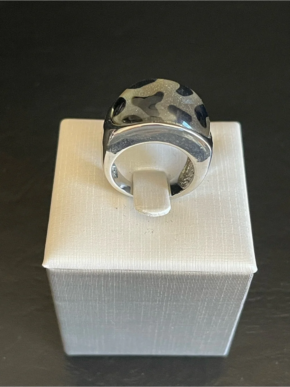 Vintage Leopard Print Dome Statement Ring .